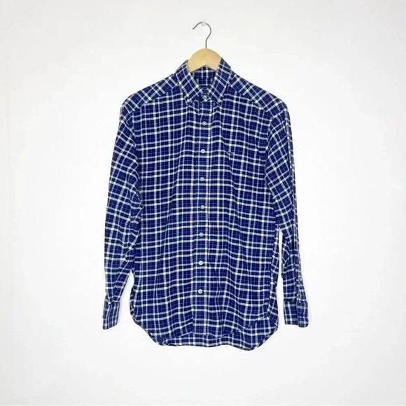 Vineyard Vines Navy Plaid Flannel Button Down Shirt Size Small - Picture 2 of 7